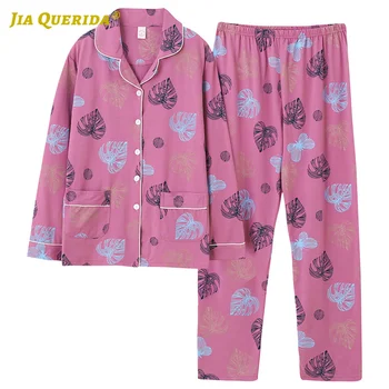 

New Soft Button Turn Down Collar Homesuit Homeclothes Sleepwear Fashion Style Casual Style Pajamas Set Pj Set Spring Autumn