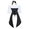 Steampunk Corset Striped Long Straps Bustier Vest Top with White Gothic Blouse Plus Size Burlesque Costume Two Pieces Korsett ► Photo 3/5