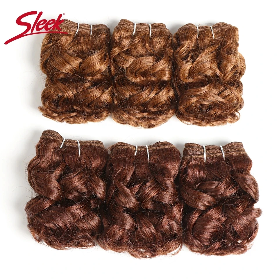 Sleek Double Drawn Brazilian Remy Curly Human Hair Blonde Red 27# 30# 4# 100 Grams 3Pcs Bundles Hair Extension