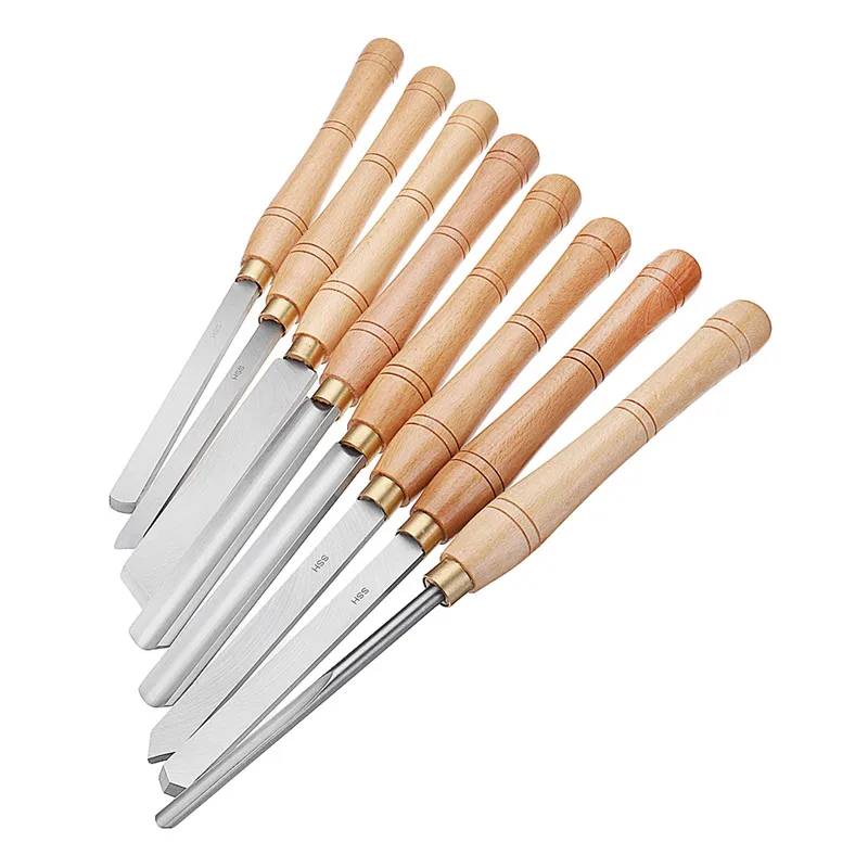 

HSS Lathe Chisel Wood Turning Tool With Wood Handle Woodworking Tool 8 Kinds High Speed Steel Lathe Chisel Tool