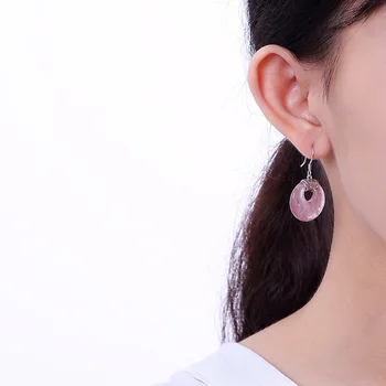 

Silver Earrings Natural Round Strawberry Crystal Retro Earrings For Women Sterling Silver Earrings Jewelry Gift