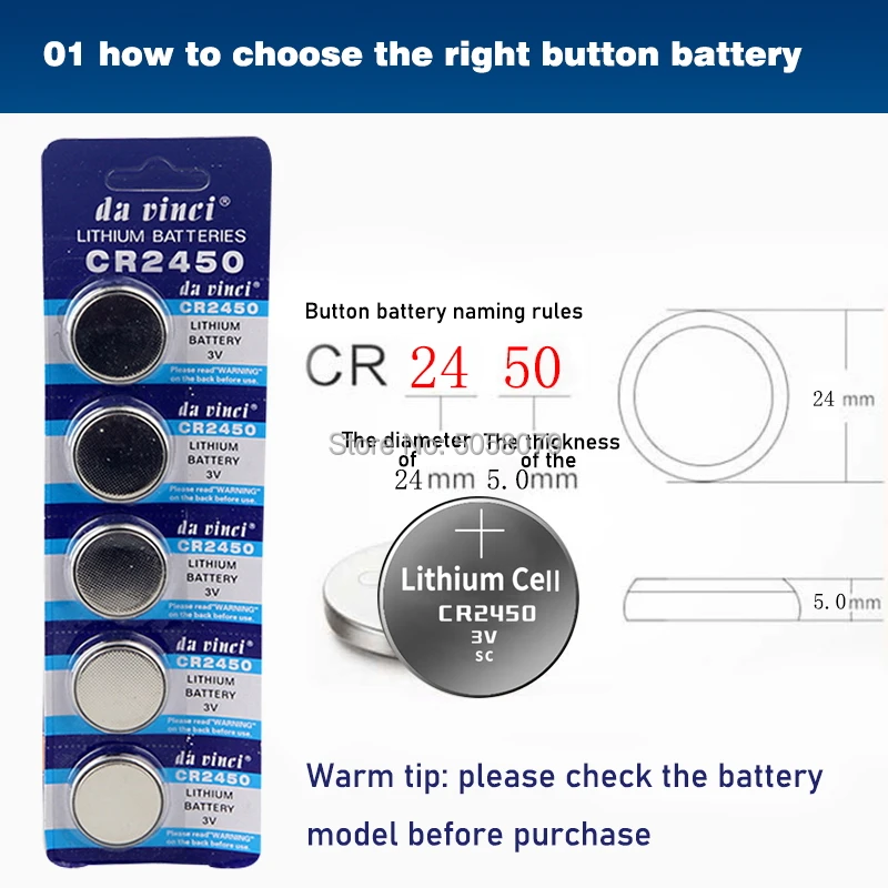 battery power pack 10pcs CR2450 3V CR 2450 DL2050 BR2450 Lithium Battery Button Cell Batteries Battery Cell Button For Toys Remote Scale battery packs