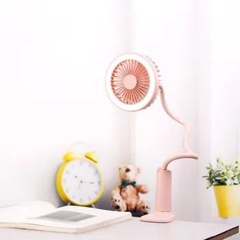 

New lightweight compact 2 wind mode mini fan clip-on table lamp with 2 lighting modes adjustable gooseneck dense mesh fan.