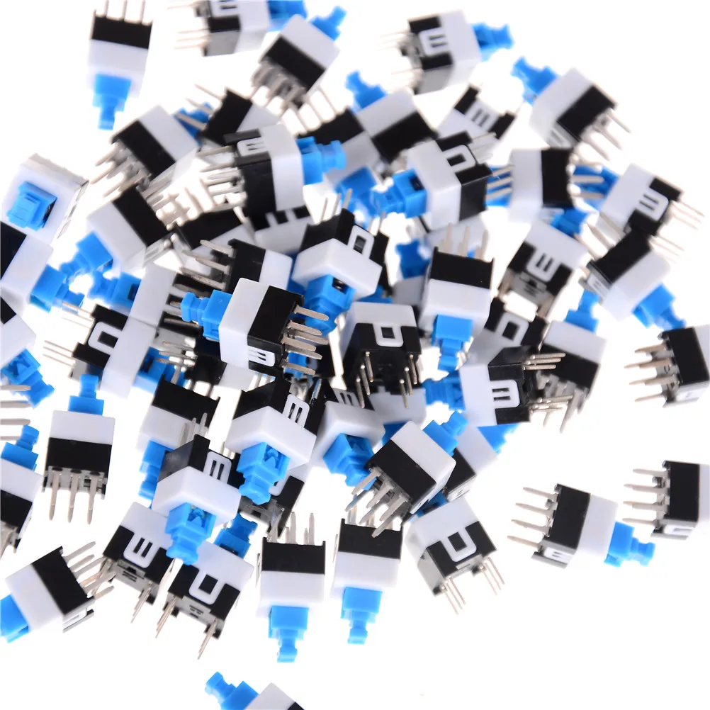 

50PCS/Lot 6Pin Push Tactile Power Micro Switch Self Lock On/Off Button Latching Switch Wholesale Electronic 7X7mm 7*7mm