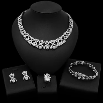 

Yulaili Classic Round Shape Charm Necklace Earrings Bracelet Ring for Women Fine Jewelry Sets Party Anniversary Gifts