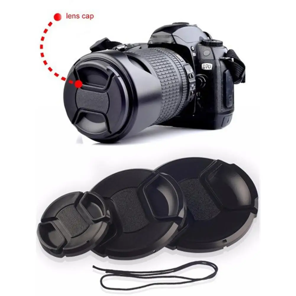 

Snap-On Front Lens Cap Center Pinch Lens Cover For SLR Cameras Lens Protection Cap Black