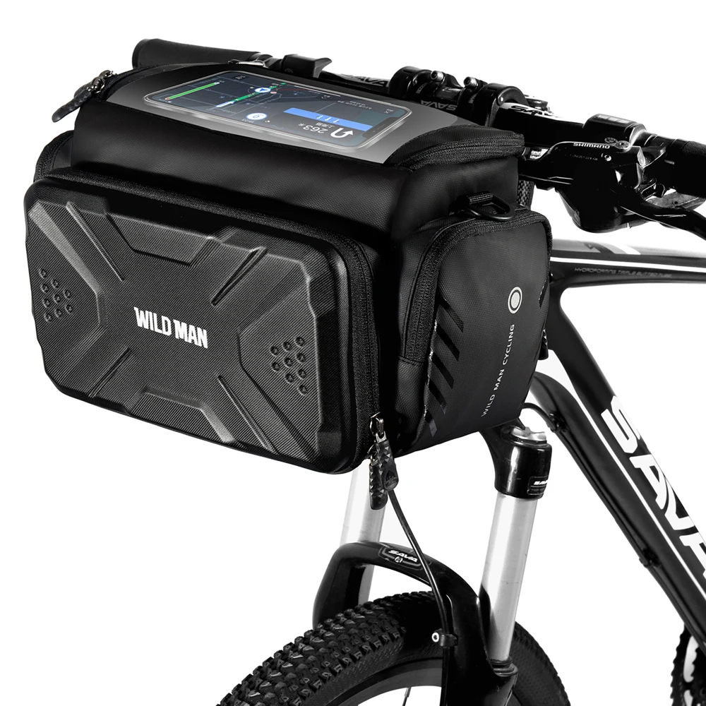 WILD MAN Bicycle Bag Big Capacity Waterproof Front Tube Cycling Bag MTB Handlebar Bag Front Trunk Pannier Pack Bike Accessories