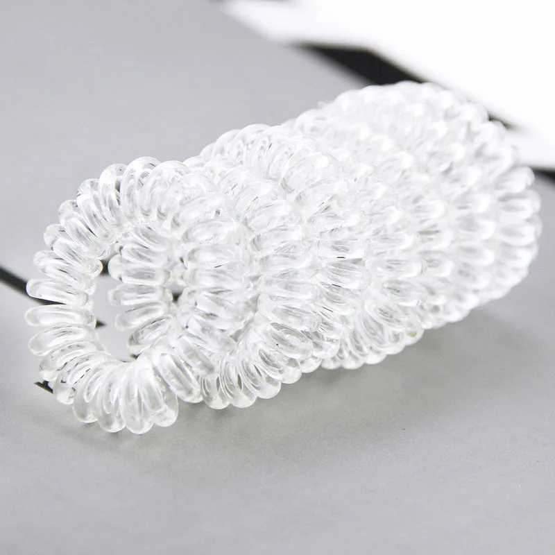 5Pcs/1Pc Clear Spiral Hair Ties No Crease Elastic Ponytail Holders