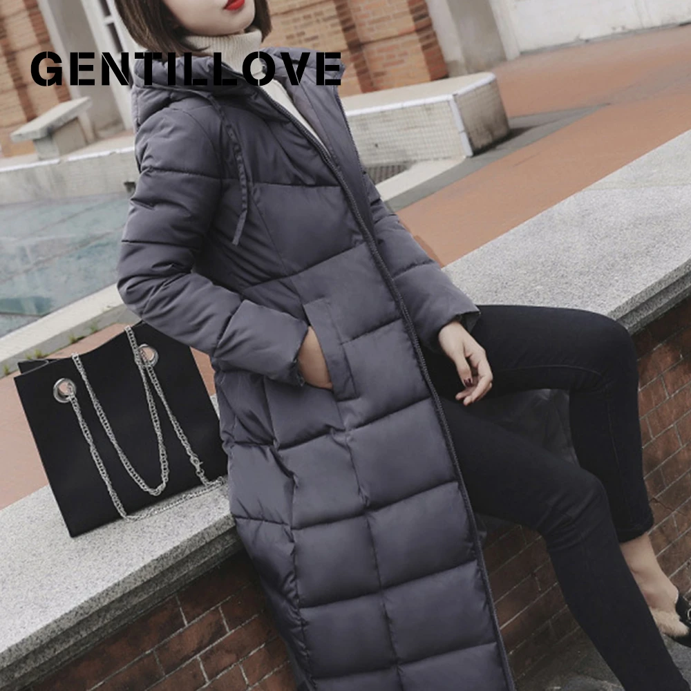 Gentillove модные тонкие длинные парки для женщин зимние большие размеры пуховики Harajuku корейский стиль теплые пальто повседневная верхняя одежда 6XL