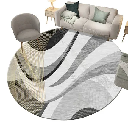 B Light Luxury Round Geometric Carpet Art Style Bedroom Living Room Chair Home Non-slip Mat - Цвет: B