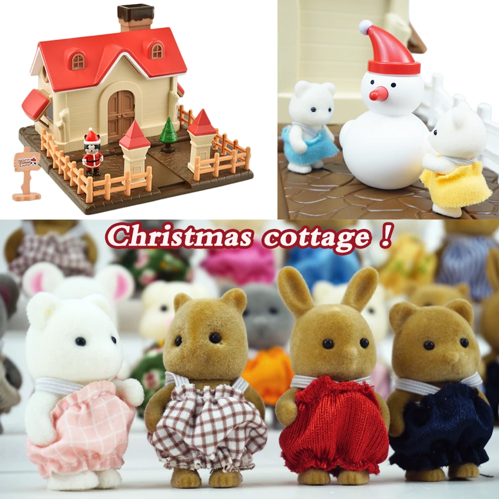 

1/12 Forest Christmas Cottage Toys For Girls Simulation Dollhouse Miniature Animal Figurines Reindeer Family Diy Kids Xmas Gifts