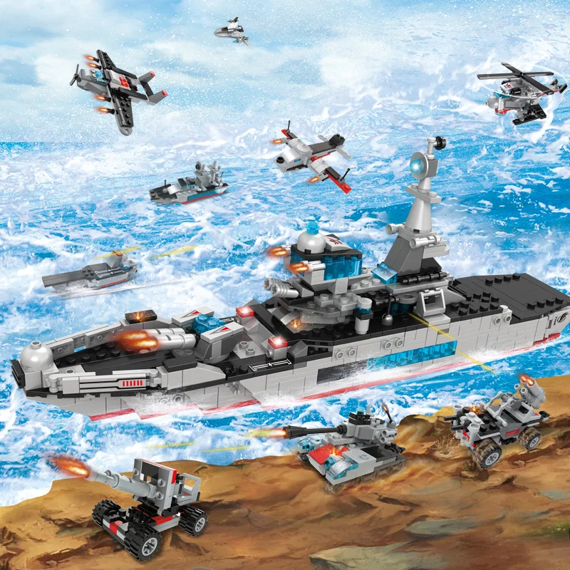 

Creative Assembled Aircraft Carrier Aegis Expelling Warships 17 Variable Small Particles Building Blocks Military Large Model To