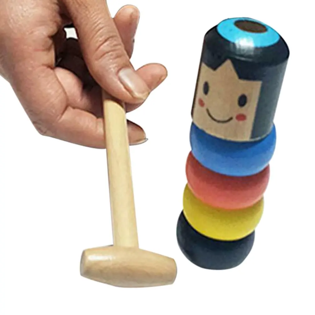 

Magic Immovable Tumbler Magic Stubborn Wood Man A Little Small Wooden Unbreakable Man Puppet Funny Toy Gift for Adult Kids