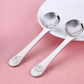 

Children Feeding Spoon New Style Baby Infant Safe Spoon Stainless Steel Quality Spoon Curved Spoon Baby Practice Tableware
