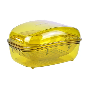 

2pcs Container Box Fast Drain Soap Case Transparent Plastic Anti Slip Portable Solid Double Layer Hotel For Home With Lids