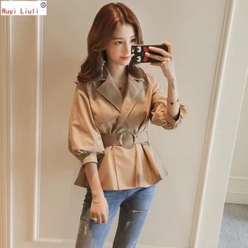 

Autumn and winter female loose waist small short student jacket windbreaker cape type coat lantern sleeve outer wear jacket