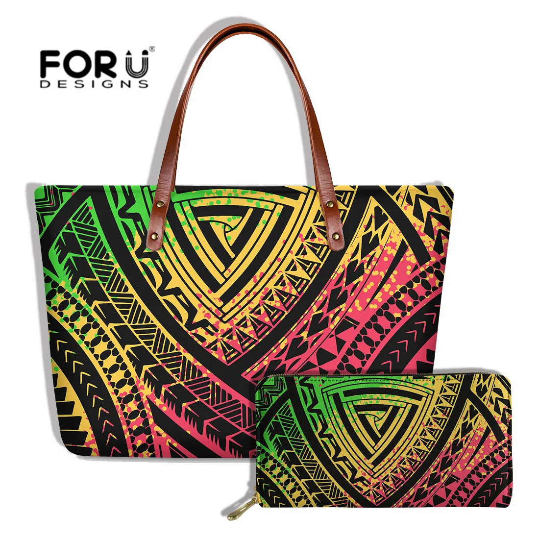 

Samoan African Tribal Shoulder Bag&Purse for Women Gradient Polynesian Style Handbag Lady Crossbody Totes Card Holders Clutch