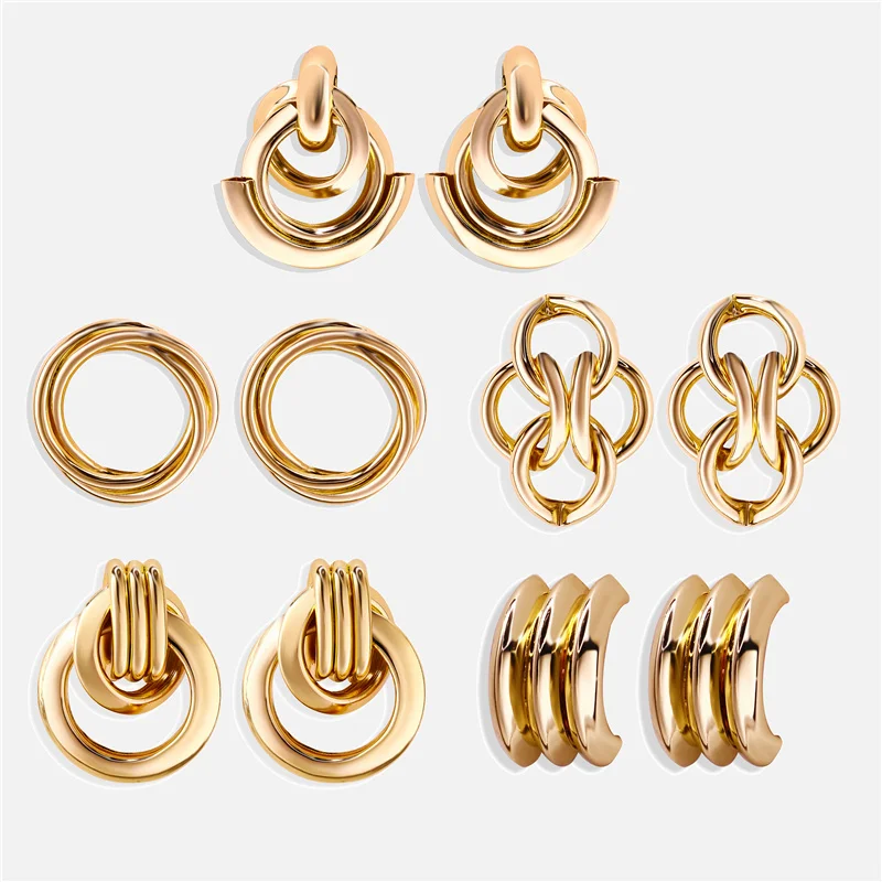 

IF ME Fashoin Gold Metal Multilayers Irregular Geometric Knot Stud Earrings For Women Girl Twisted Tie Knot Jewelry ZA 2019 NEW