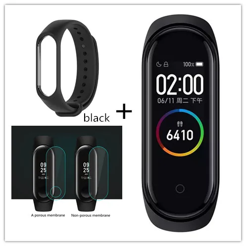 black Xiaomi mi смарт-браслет 4, 3 цвета, AMOLED экран, mi Band 4, Smartband, фитнес-браслет, Bluetooth, спортивный, водонепроницаемый, SM - Цвет: black