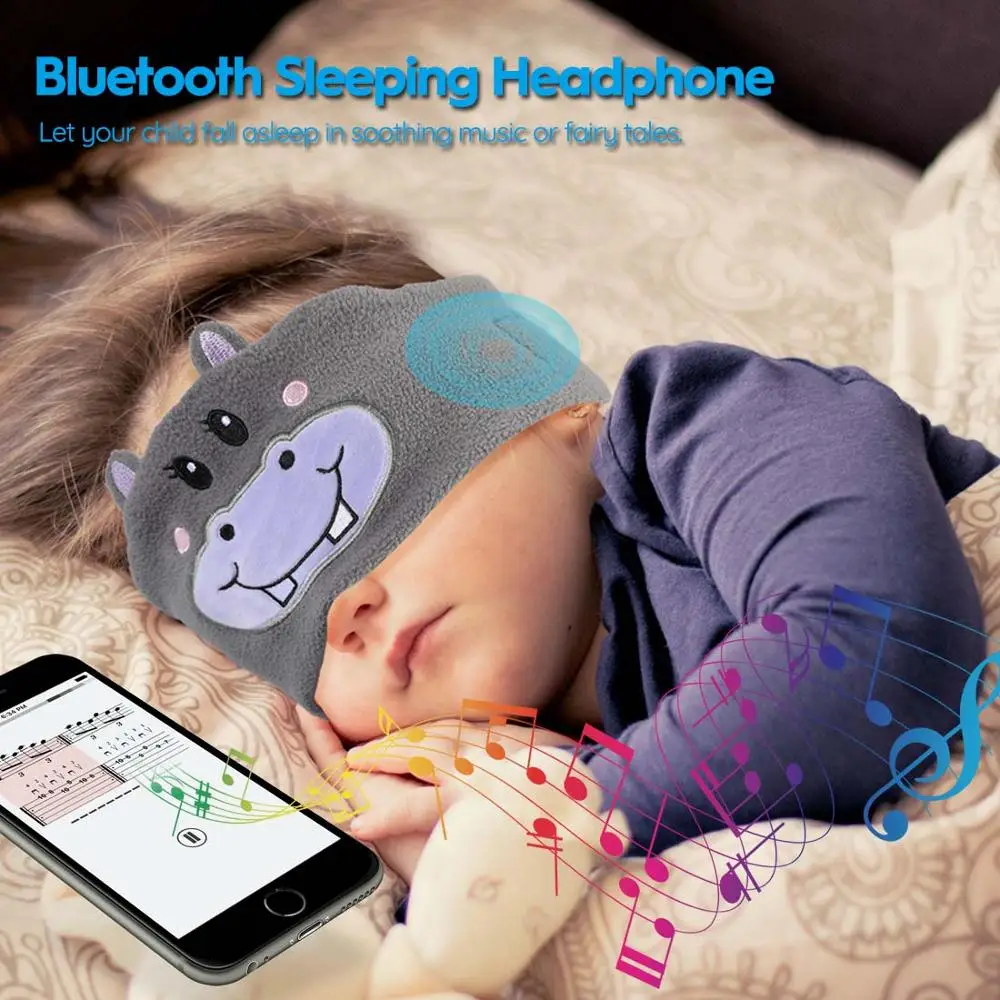 JINSERTA Cute Kid Bluetooth Headphone Sleep Mask Bluetooth 5 0 Stereo Music Player Support Handsfree Soft Headband for Phone
