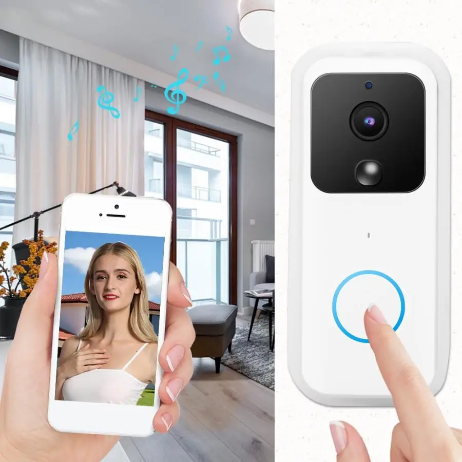1080P WiFi беспроводной видеодомофон Интерком PIR датчик движения домашний дверной звонок ИК камера дверной звонок Водонепроницаемый без батареи