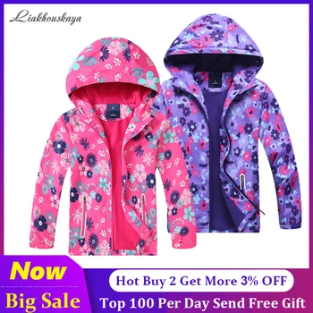 

Windbreaker For Girls 2020 Teen Girl Jackets For Children Kids Warm Coat Flower Outerwear Water Proof Unicorn Hoodies Clothes