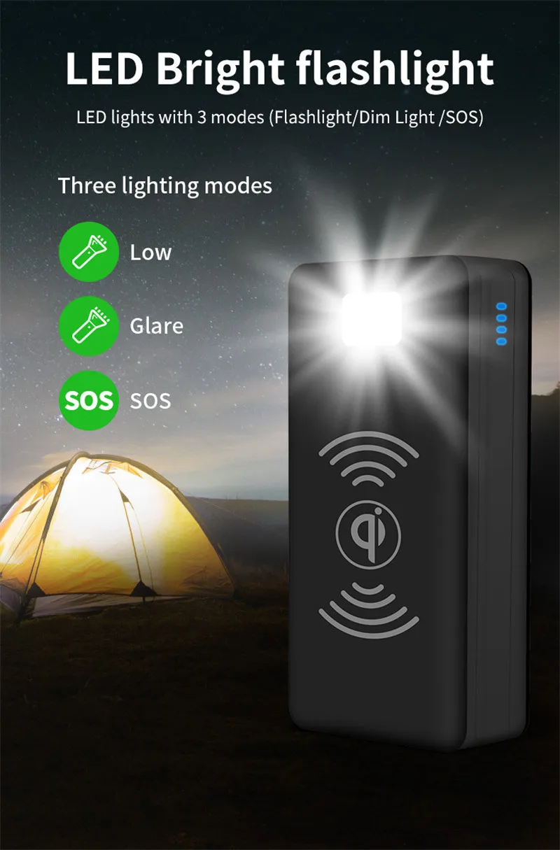 charging bank 99000mah Wireless Solar Fast Charger Portable Powerbank With SOS LED Light External Battery Charging For Xiaomi Samsung Iphone best power bank