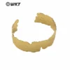 WT-B558 Big Size Bangle Irregular Width Design Hiphop Brass Bangle In Full Gold Plated Simple Style Women Jewelry Bangle 1