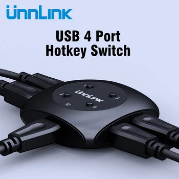 

Unnlink 4 Ports USB2.0 Switch Hotkey Selector 4 PC Computer Sharing USB Device Switcher Box For U Disk Scanner Printer Keyboard