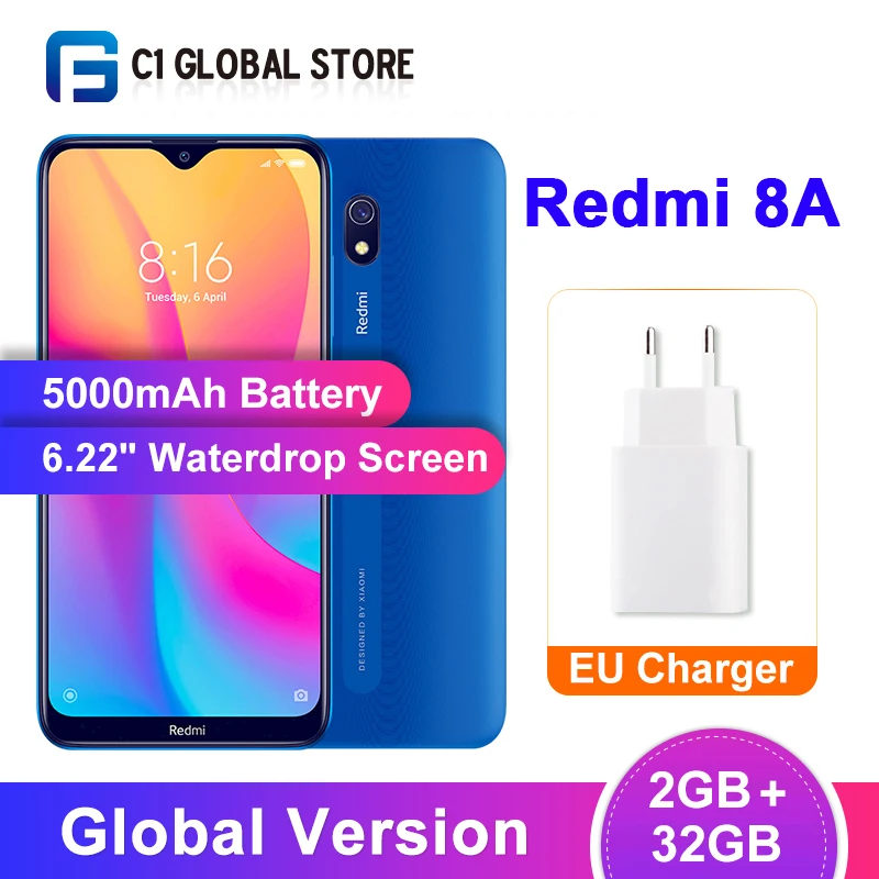 Xiaomi Redmi 8A смартфон с восьмиядерным процессором Snapdargon 439 ОЗУ 2 Гб ПЗУ 32 ГБ 12 МП 5000 мАч