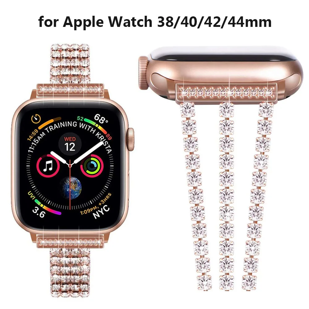 

Bling Metal Chain Strap for Apple Watch Band 38mm 41mm 45mm 44mm iWatch 7 SE 6/5/4/3 Dressy Jewelry Bracelet Wristband Women
