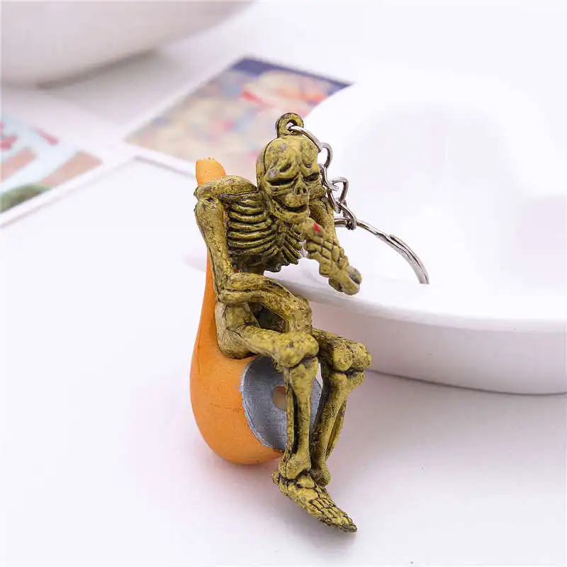 LXJERY Kuso Skating Skull брелок со скелетом панк курительная цепочка для ключей с черепом для женщин сумка Подвеска в виде ключа кольцо подарки ювелирные изделия
