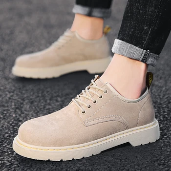 

Shoes Fashion British Men Shoes oxfords Spring Autumn lace up suede Leather Breathable Flat Business Casual Shoes Men