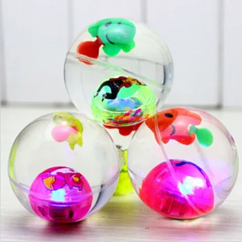 

Flashing Light Up High Bouncing Balls with Rope Transparent Fish Inside LED Lamp Flash Ball