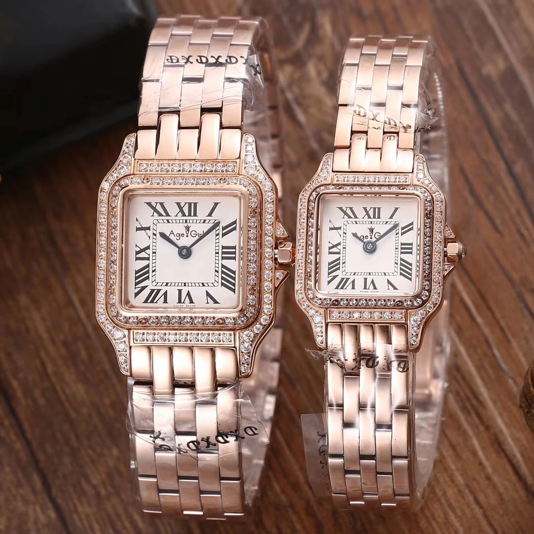

Luxury Brand New Men Women Watch Quartz Sapphire Stainless Steel Rose Gold Silver White Black 2 Row Diamonds Luminous Limited