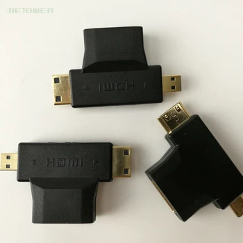 

3 In 1 HDMI To Micro/MiniHDMI Female To Male To Female Tablet HD Adapter Converter For Mobile Phone Camera 300pcs/lot