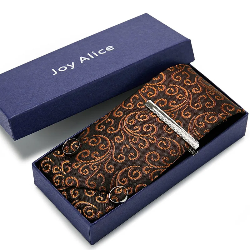  2020 Classic Black tie set gift box for men 8cm necktie and pocket square clip cufflinks handkerchi