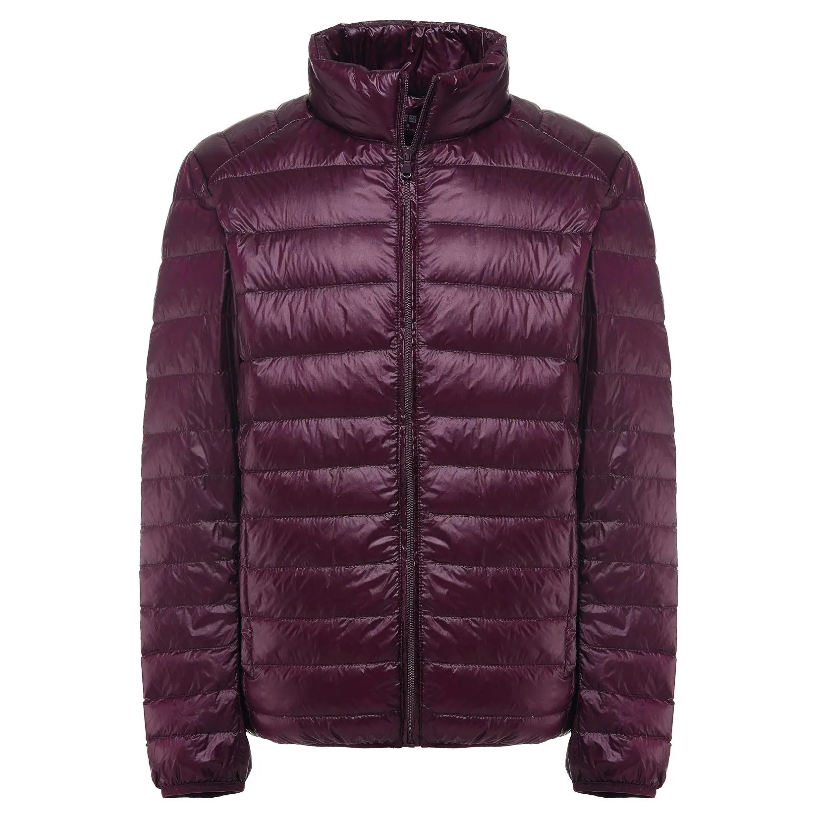 Wine Red Красивый зимний пуховик для мужчин, 80 белый утиный пух, куртка со стоячим воротником, Сверхлегкий пуховик, Мужская парка, Chaqueta Pluma Hombre - Цвет: Wine Red