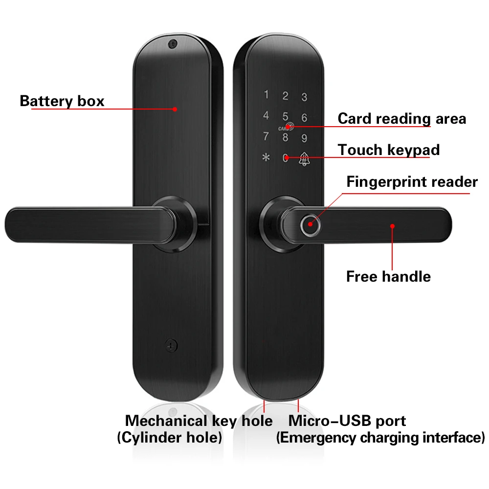 TTLock-Cerradura de puerta inteligente, dispositivo electrónico con WiFi y Bluetooth, lector de huellas dactilares, resistente al agua, aplicación móvil disponible, Alexa, Google Home, 18m - Imagen 3