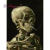 BRISTLEGRASS Wooden Jigsaw Puzzles 500 1000 Pieces Skull Skeleton with Cigarette Vincent van Gogh Educational Toy Painting Decor 1