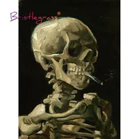 BRISTLEGRASS Wooden Jigsaw Puzzles 500 1000 Pieces Skull Skeleton with Cigarette Vincent van Gogh Educational Toy Painting Decor 1