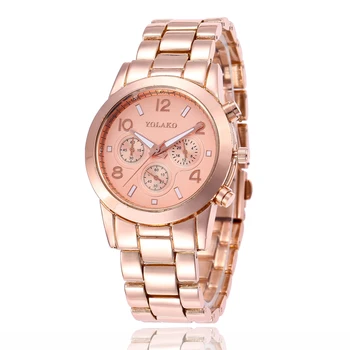 

Fashion trend exquisite steel band wristwatch women's Korean version quartz three hole diamond wristwatch women
