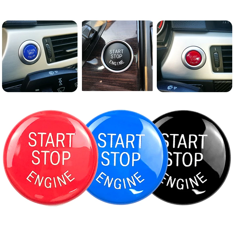 Start Button Push Button 3D Carbon Fiber Vinyl Stop Button Replace Upgrade Car-Styling Car Decoration E Chassis ABS