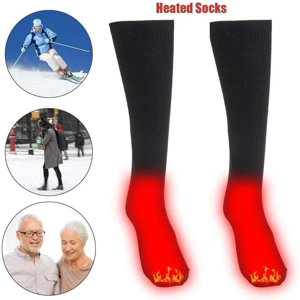 Носки унисекс для мужчин и женщин с подогревом на батарейках зимние уличные ветрозащитные длинные Лыжные носки женские теплые Плотные хлопковые носки sokken