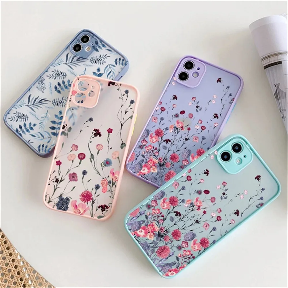 Vintage Leaves Flower Phone Case For iPhone 12 11 13 Pro Max 12Mini X XR XS Max 8 7 Plus SE 2020 Camera Protection Hard PC Coque iphone 13 pro max wallet case
