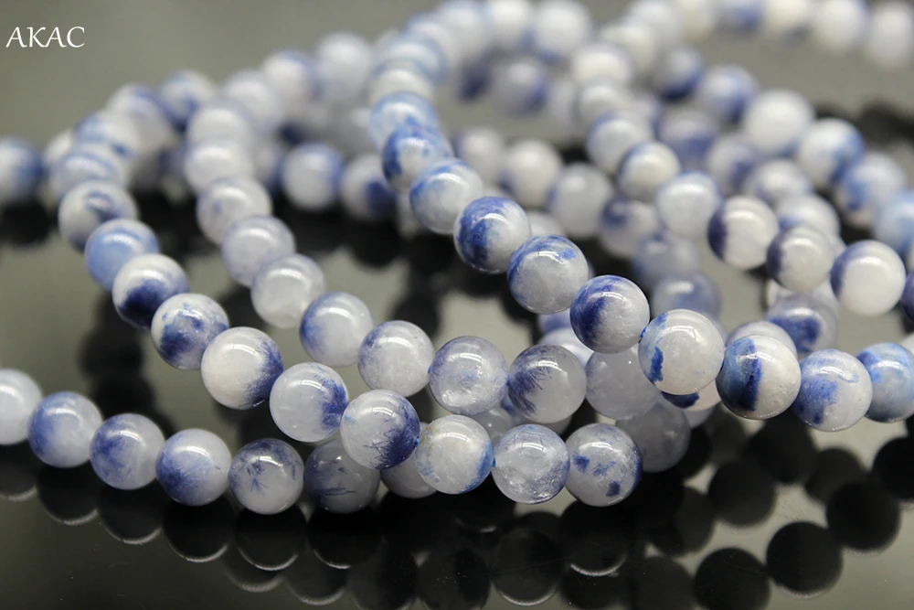 1bracelet/set AKAC 6-6.5mm/7-7.5/8mm A+ natural dumortierite quartz bracelet for women men bracelet