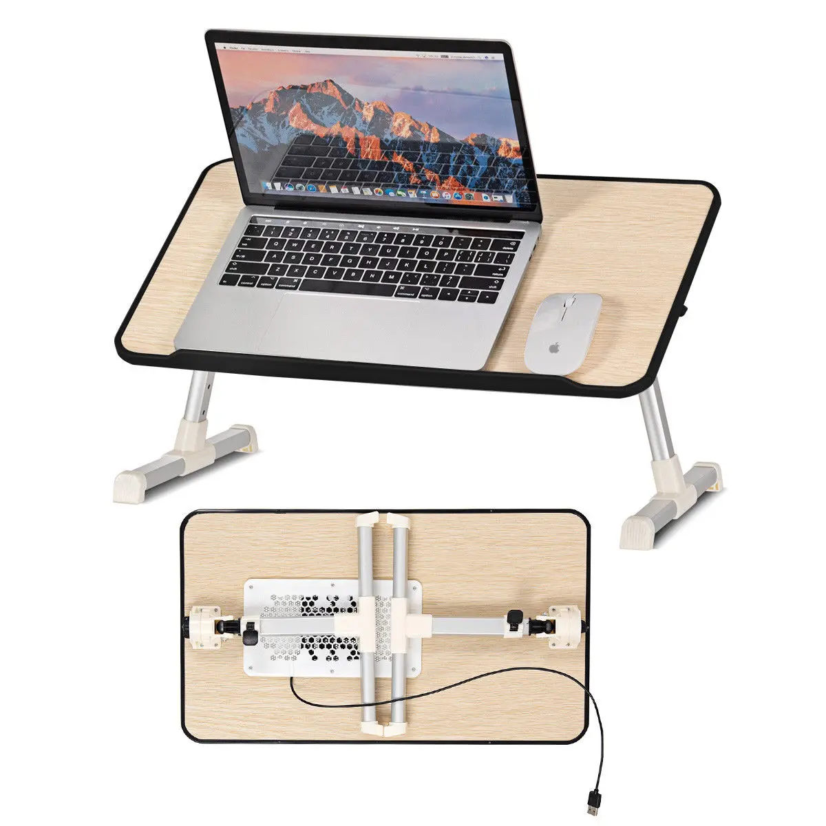 

Costway Portable Lap Desk Folding Laptop Computer Table Adjustable Bed Tray Stand w/ Fan