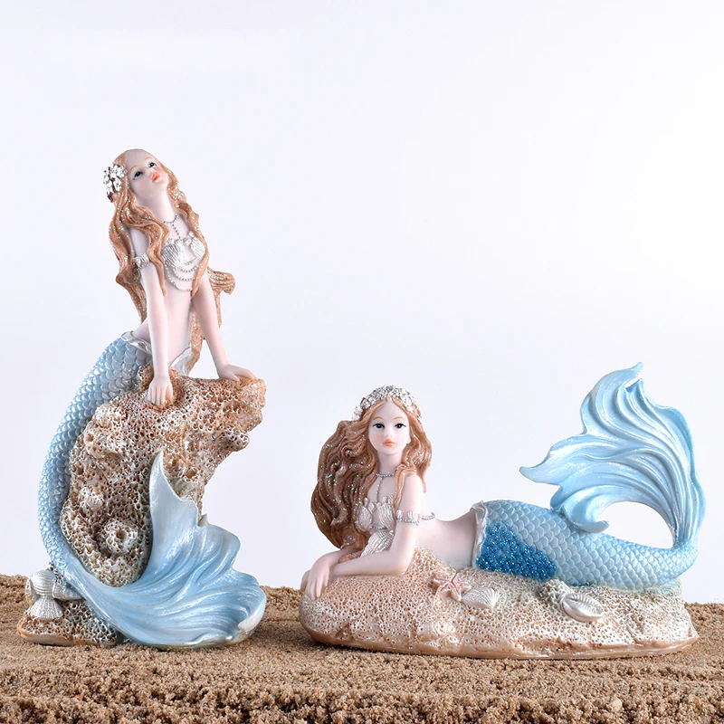 Aquarium Decorations Creative Home Decor 3D Mermaid Resin Figurine Ornament 