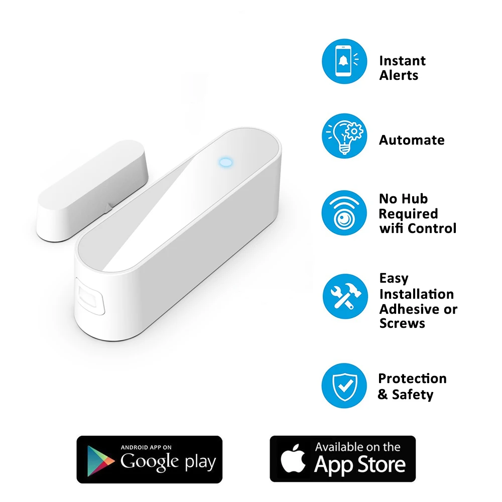 Умный беспроводной дверной оконный датчик AVATTO Tuya, WiFi дверной детектор, совместимый с Alex, Google Home IFTTT для умного дома