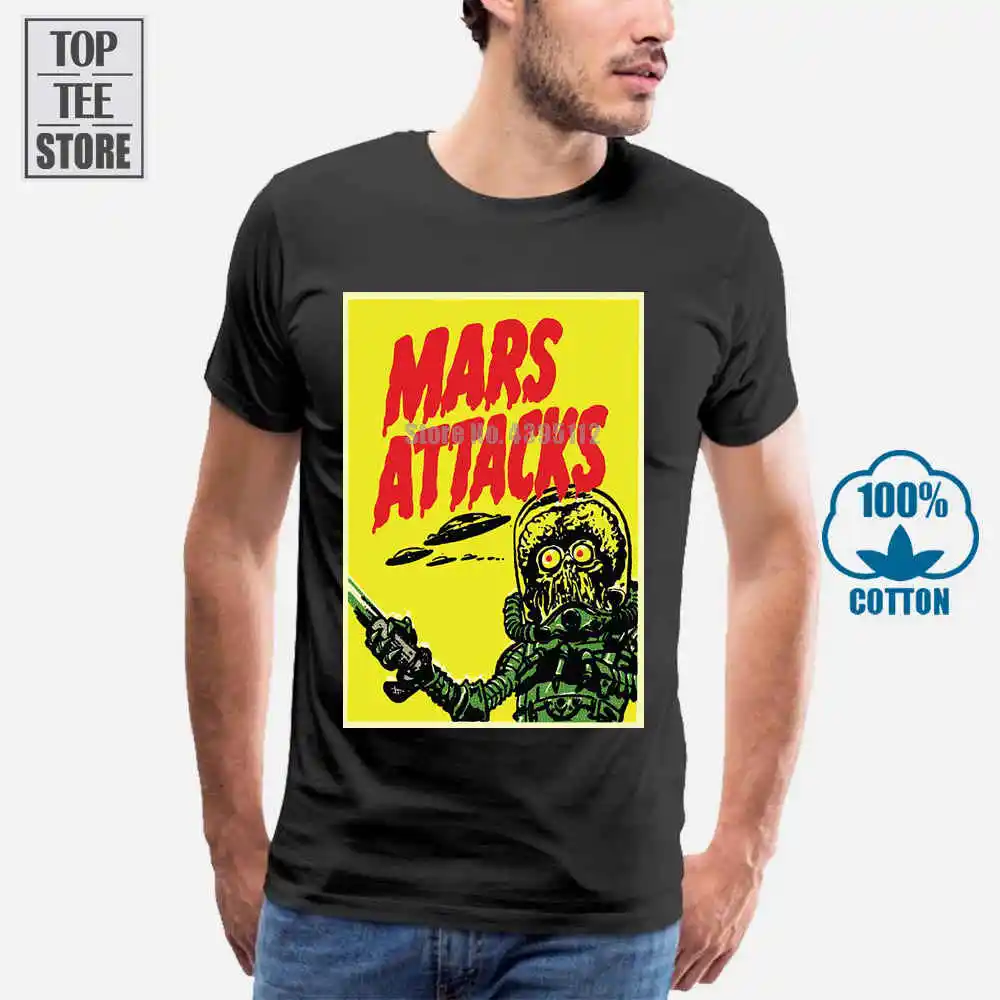 

simple fashion Mars Attacks Funny Alien Invasion Movie Fashioned Men Clothing Top Grey T Shirt 3D Print 100% Cotton Tee Shirt